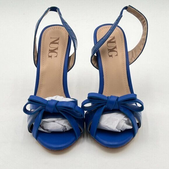 Blue Women Open Toe Bow Sandals High Heel Slingbacks Braid Ball Dance Party Shoe - Picture 3 of 7